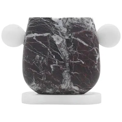 Pre-owned Matteo Cibic New Modern Vase In Red And White Marble, Creator Cibic