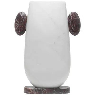 Pre-owned Matteo Cibic New Modern Vase In White And Red Marble, Creator