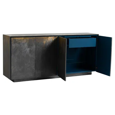 Pre-owned Matteo Cibic Rhea Dresser In Poplar Wood And Iron With Brass Finish By  In Brown
