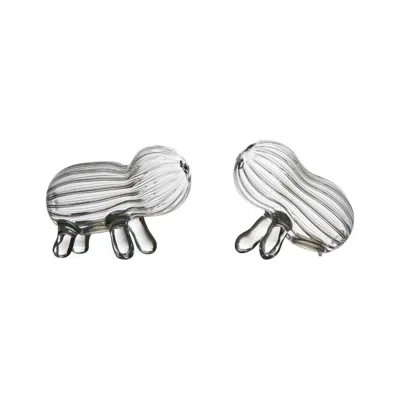 Pre-owned Matteo Cibic Tipì And Tidò Salt And Pepper Shakers Set In Mouth Blown Glass By  In Gray