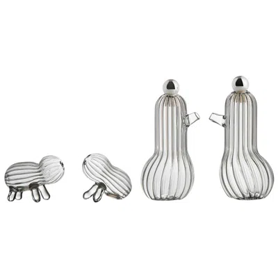 Pre-owned Matteo Cibic Tipì, Tidò, Lilì And Lulù Set For Dressing In Mouth Blown Glass By Mattero Cibic In Gray