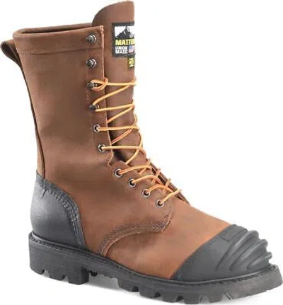 Pre-owned Matterhorn Men's 10" Copper Internal Metatarsal Guard Steel Toe Waterproof Work In Brown
