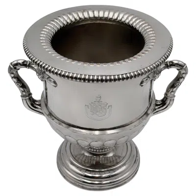 Pre-owned Matthew Boulton Regency English Sheffield Plate Armorial Wine Cooler, Manner Of  In Silver