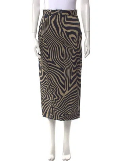 Pre-owned Matthew Bruch Animal Print Midi Length Skirt W/ Tags In Neutral