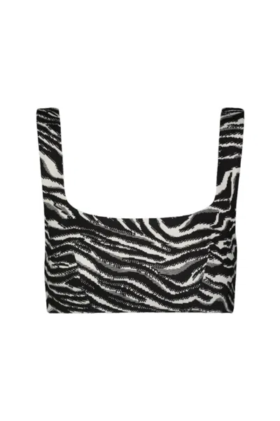 Matthew Bruch Anna Tie Back Crop Top In Zebra In Black