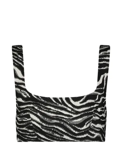 Matthew Bruch Anna Zebra-print Crop Top In Black