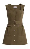 Matthew Bruch Apron Cargo Army Cotton Mini Dress In Green