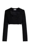 Matthew Bruch Apron Double-breasted Tweed Top In Black