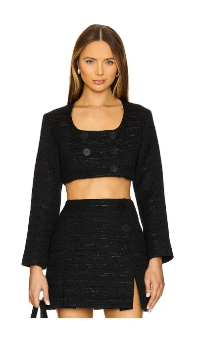 Matthew Bruch Apron Double-breasted Top In Black Tweed