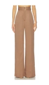 Matthew Bruch Belted Wide Leg Trouser In Brown