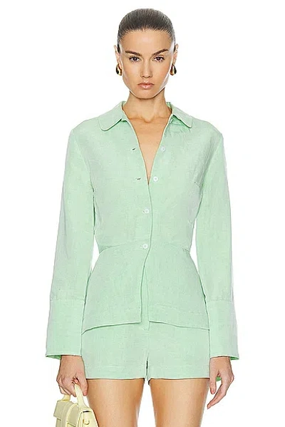 Matthew Bruch Blouson Long Sleeve Blouse In Green