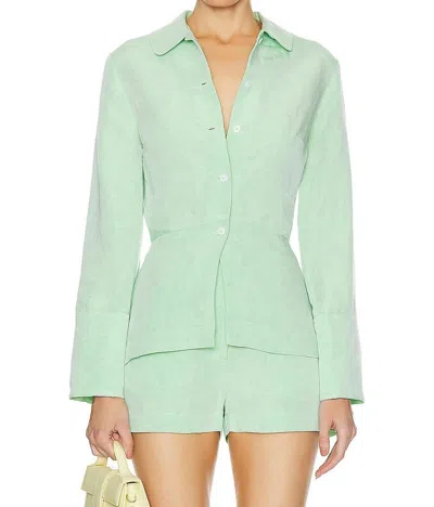 Matthew Bruch Blouson Long Sleeve Blouse In Green