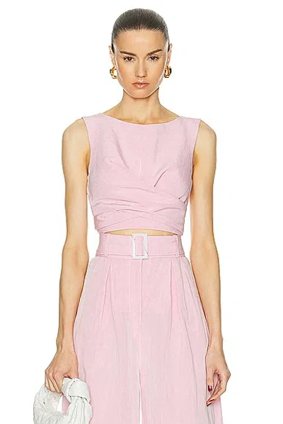 Matthew Bruch Boat Neck Sleeveless Wrap Top In Pink