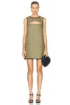 Matthew Bruch Bound Cutout Mini Shift Dress In Army Linen