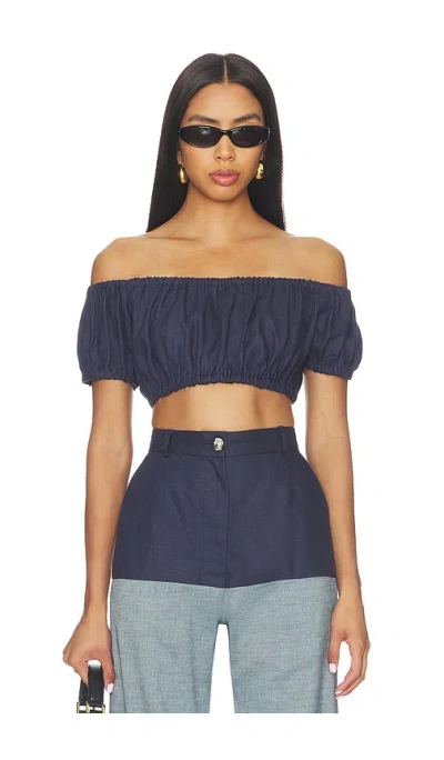 Matthew Bruch Bubble Crop Top In Blue