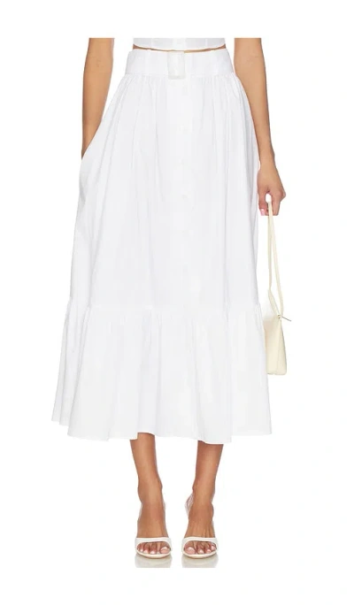 Matthew Bruch Button Down Midi Skirt In White