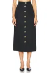 Matthew Bruch Button Front Midi Skirt In Black Tencel