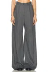 Matthew Bruch Button Pleated Trouser In Charcoal Flannel In Multi