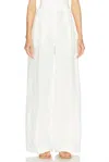 Matthew Bruch Button Pleated Trouser In White In White