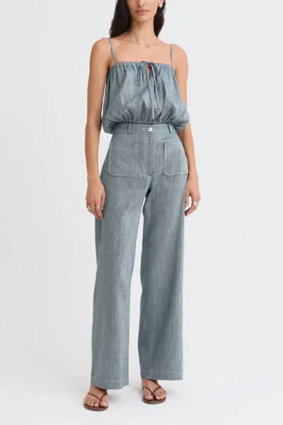 Matthew Bruch Button Pocket Pant In Denim In Gray