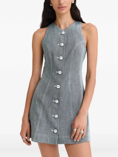 Matthew Bruch Button-up Racerback Mini Dress In Multi