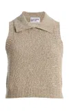 Matthew Bruch Cable Mesh Collared Tank Top In Brown