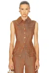 Matthew Bruch Collared Button Down Vest In Multi
