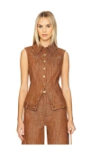 Matthew Bruch Collared Button Down Vest In Blue