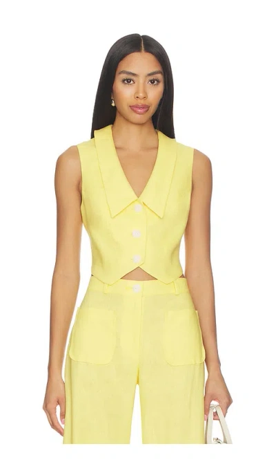 Matthew Bruch Collared V-neck Vest In Yellow