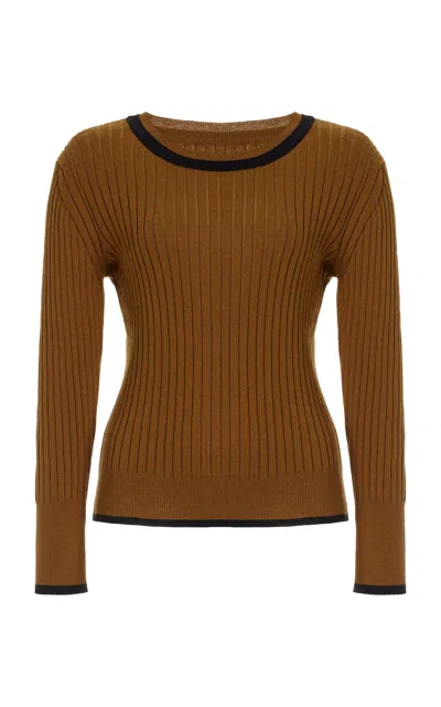 Matthew Bruch Cotton-blend Knit Sweater In Brown