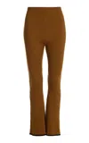 Matthew Bruch Cotton-blend Ribed-knit Flared Pants In Brown
