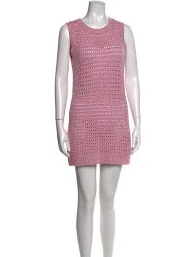 Pre-owned Matthew Bruch Crew Neck Mini Dress In Pink