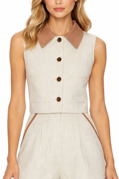 Matthew Bruch Cropped Collared Vest In Oatmeal In White