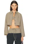 Matthew Bruch Cropped Oversized Button Down Top In Transparent