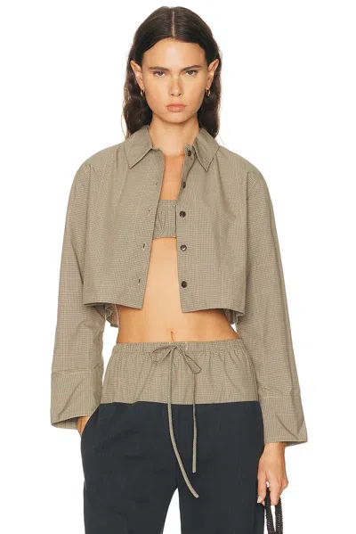 Matthew Bruch Cropped Oversized Button Down Top In Transparent