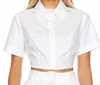 Matthew Bruch Cropped Tie Back Button Up In White
