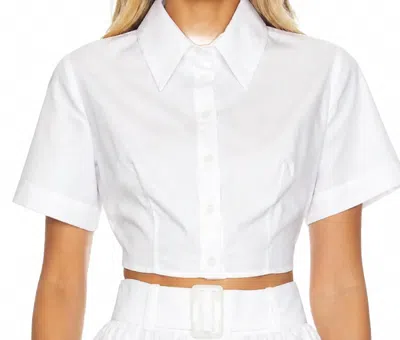 MATTHEW BRUCH CROPPED TIE BACK BUTTON UP IN WHITE