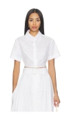 Matthew Bruch Cropped Tie Back Button Up In White