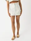 Matthew Bruch Denim Mini Skirt In Tropical Printed Denim In Multi