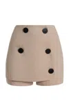 Matthew Bruch Double-breasted Cotton-flannel Skort In Brown