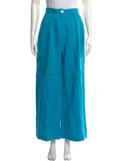 Pre-owned Matthew Bruch Faux Shearling Wide Leg Pants In Blue