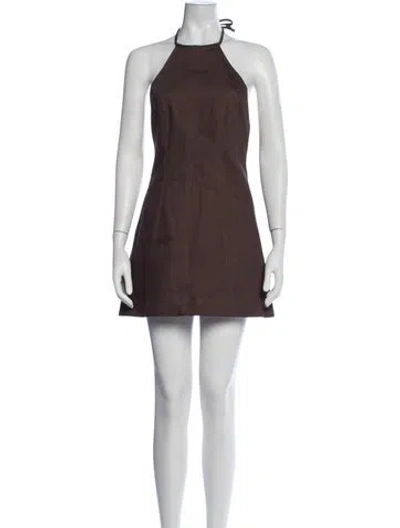 Pre-owned Matthew Bruch Halterneck Mini Dress In Brown