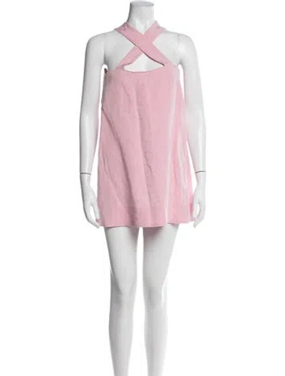 Pre-owned Matthew Bruch Halterneck Mini Dress In Pink