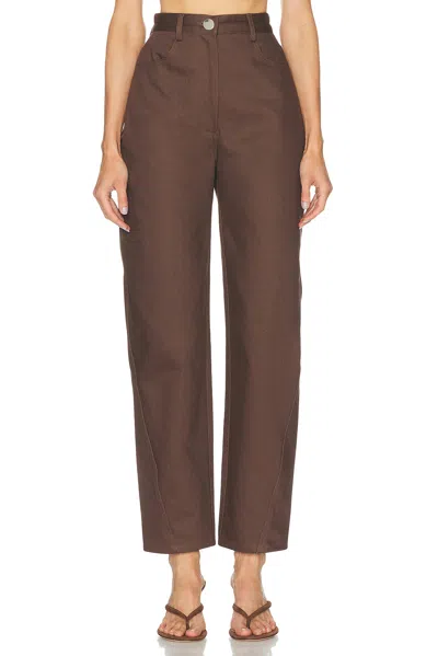 Matthew Bruch High Waist Twist Seam Straight Leg In Brown