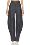 Matthew Bruch High-waist Barrel Jeans In Dark Denim