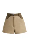 Matthew Bruch High-waist Denim Combo Hot Shorts In Neutral