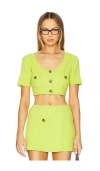 Matthew Bruch Knit Apron Crop Top In Lime Knit