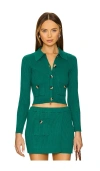 Matthew Bruch Women's Slim Rib Knit Collared Cardigan In Dark Teal Knit