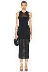 Matthew Bruch Knit Mesh Cargo Tank Midi Dress In Black Knit