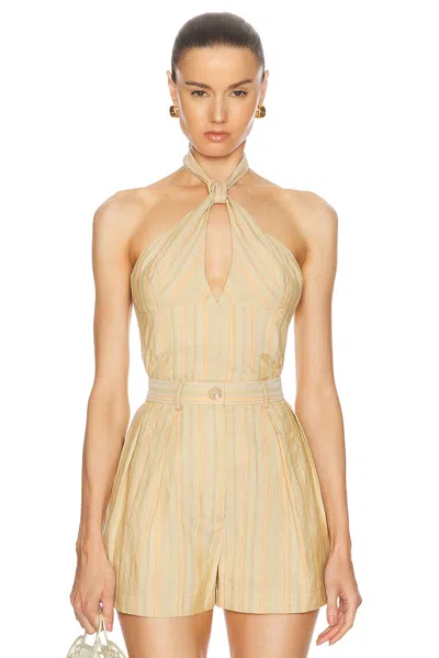 Matthew Bruch Knotted Halter Top In Neutrals